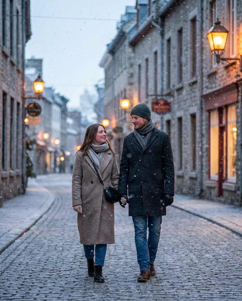 snowy street stroll photo