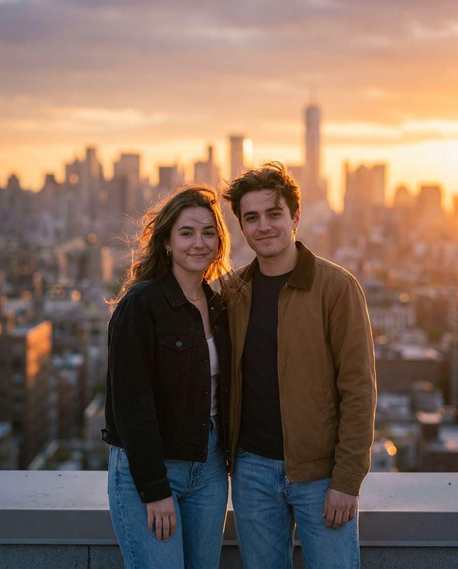 rooftop sunset portrait photo