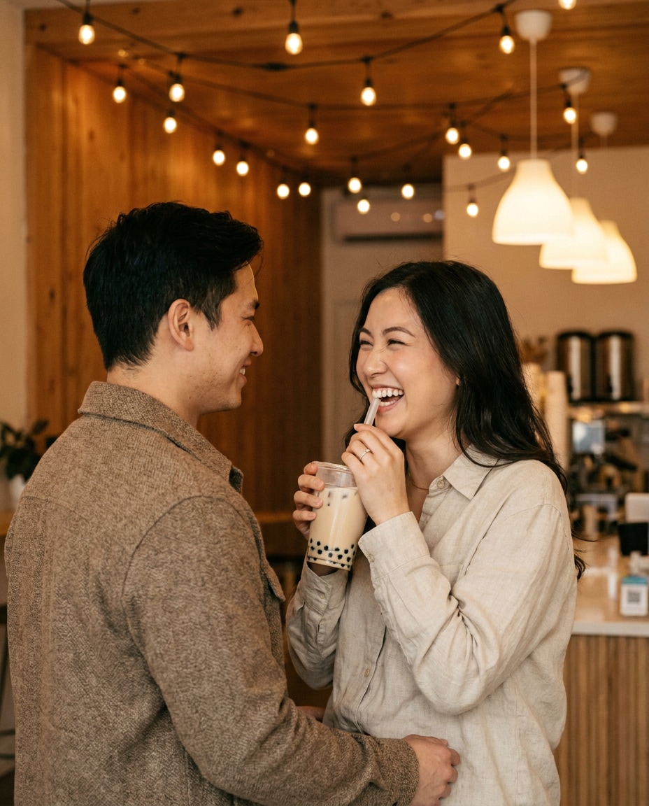 couple cafe moment photo