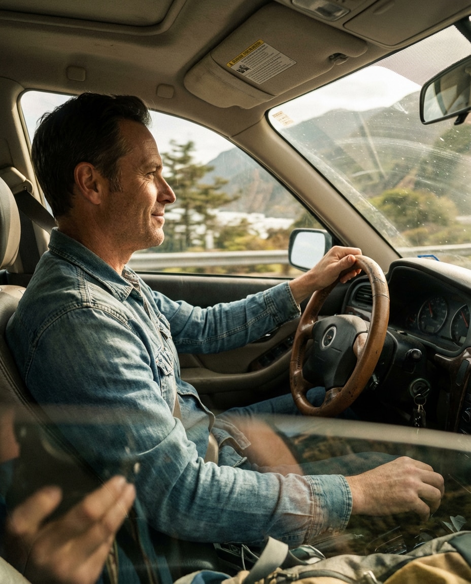 road trip front seat photo