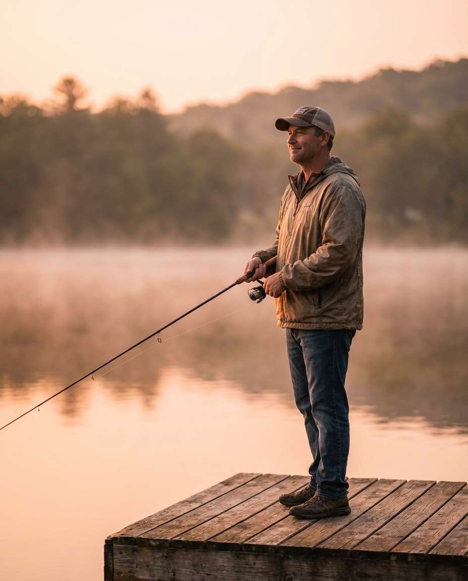 sunrise fishing dock photo