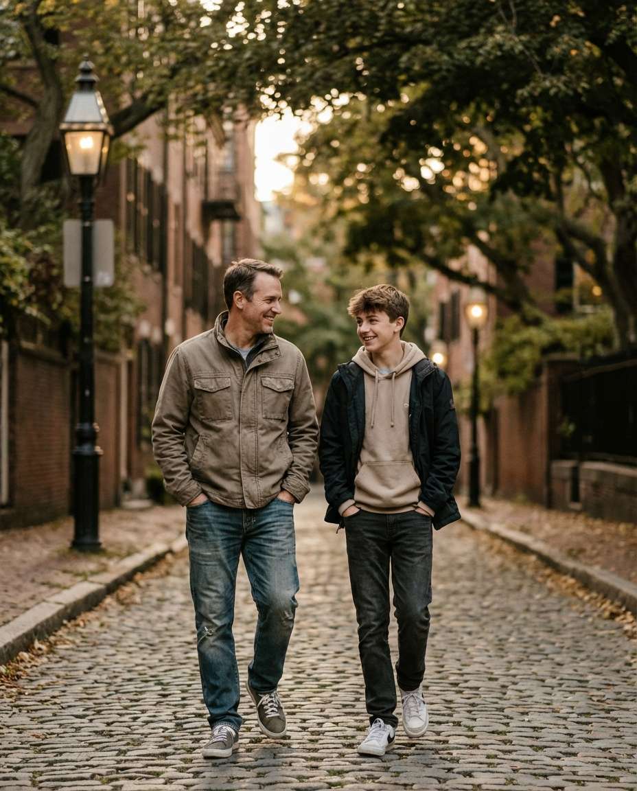 dad and son walk photo