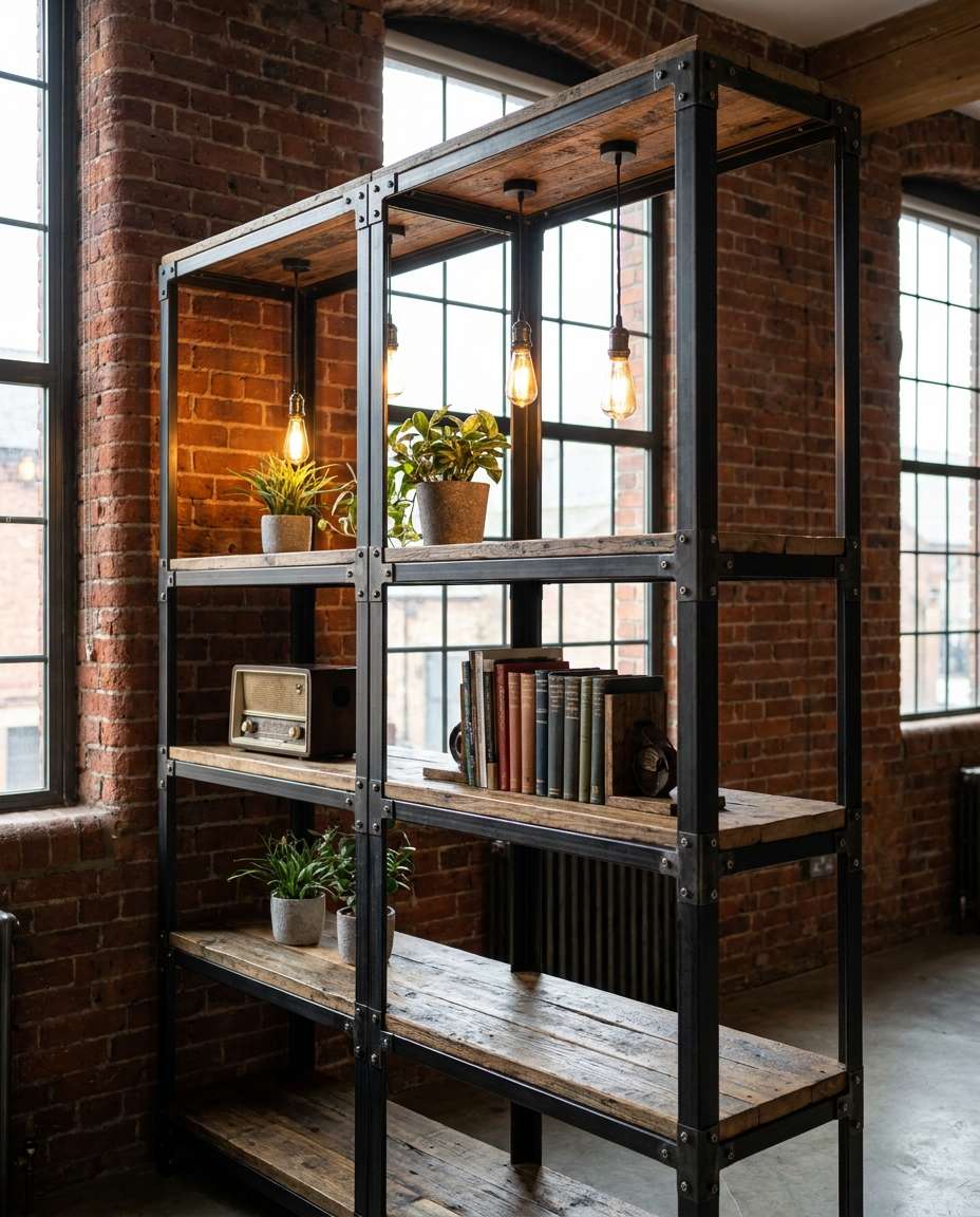 industrial bookshelf photo