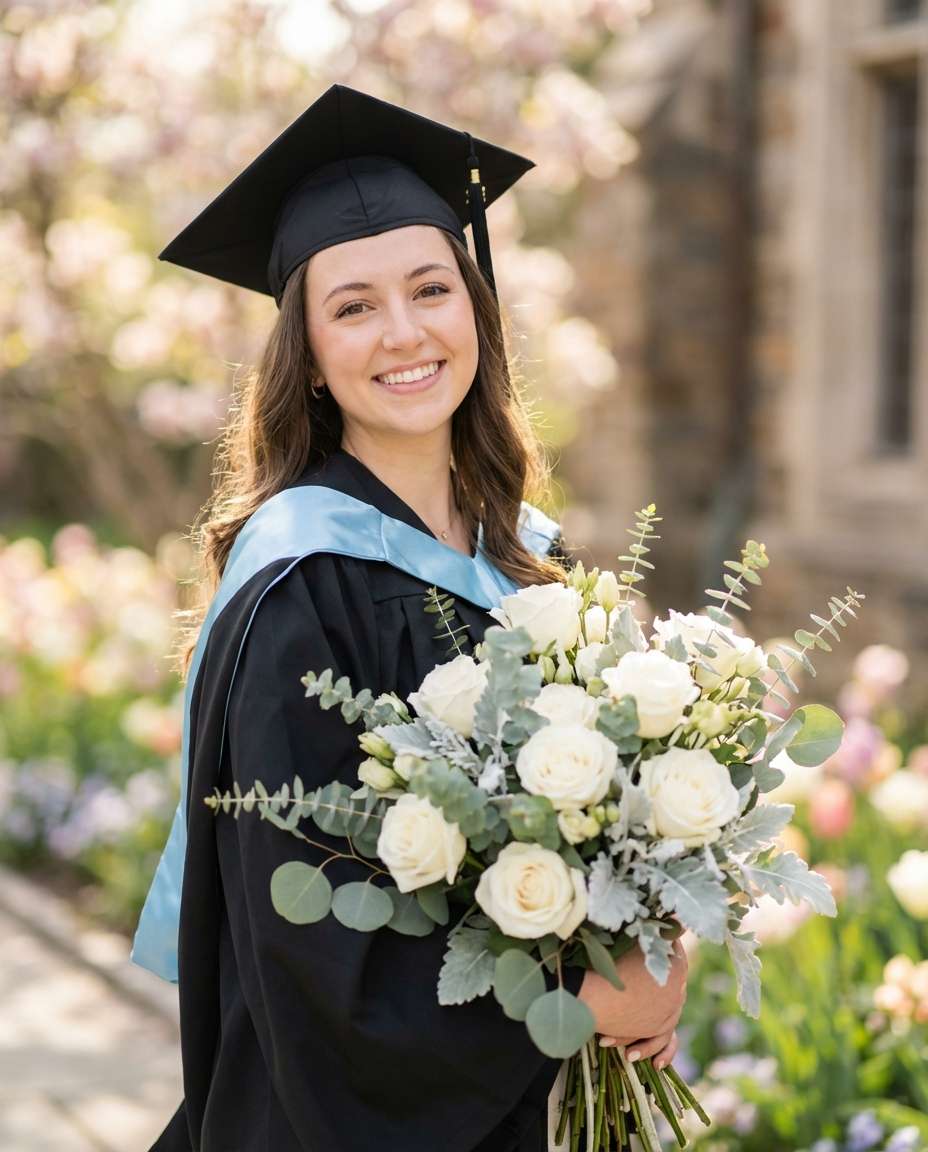 flower bouquet graduate photo