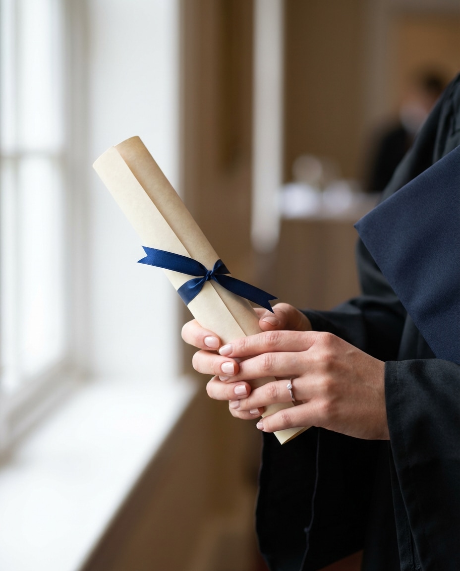 diploma closeup hands photo