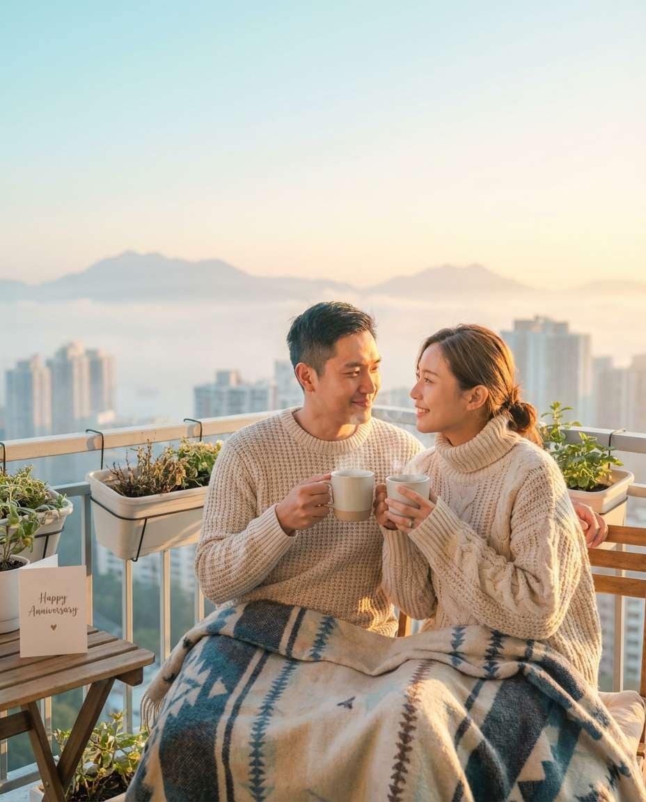 coffee sunrise balcony photo