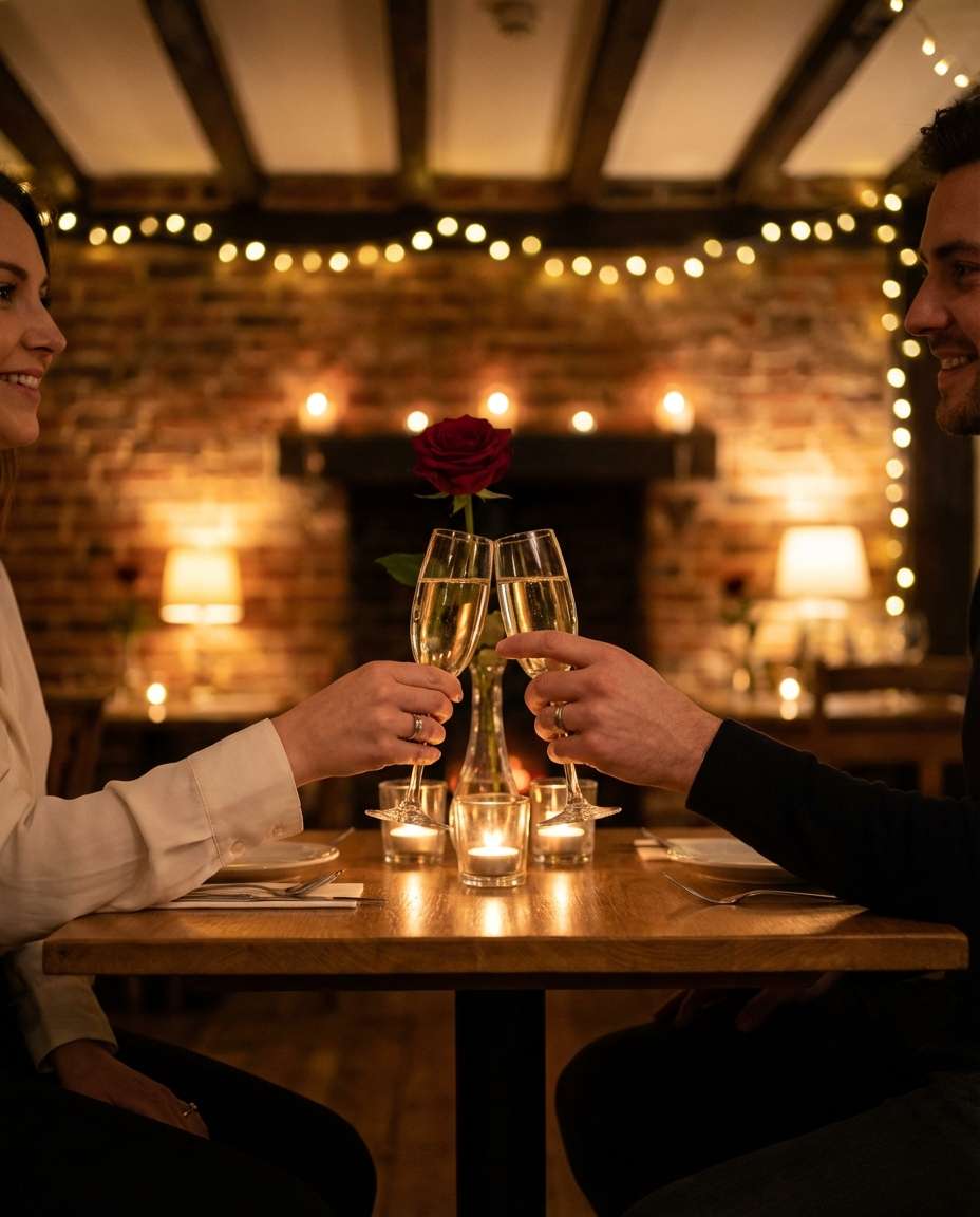 candlelit dinner table photo