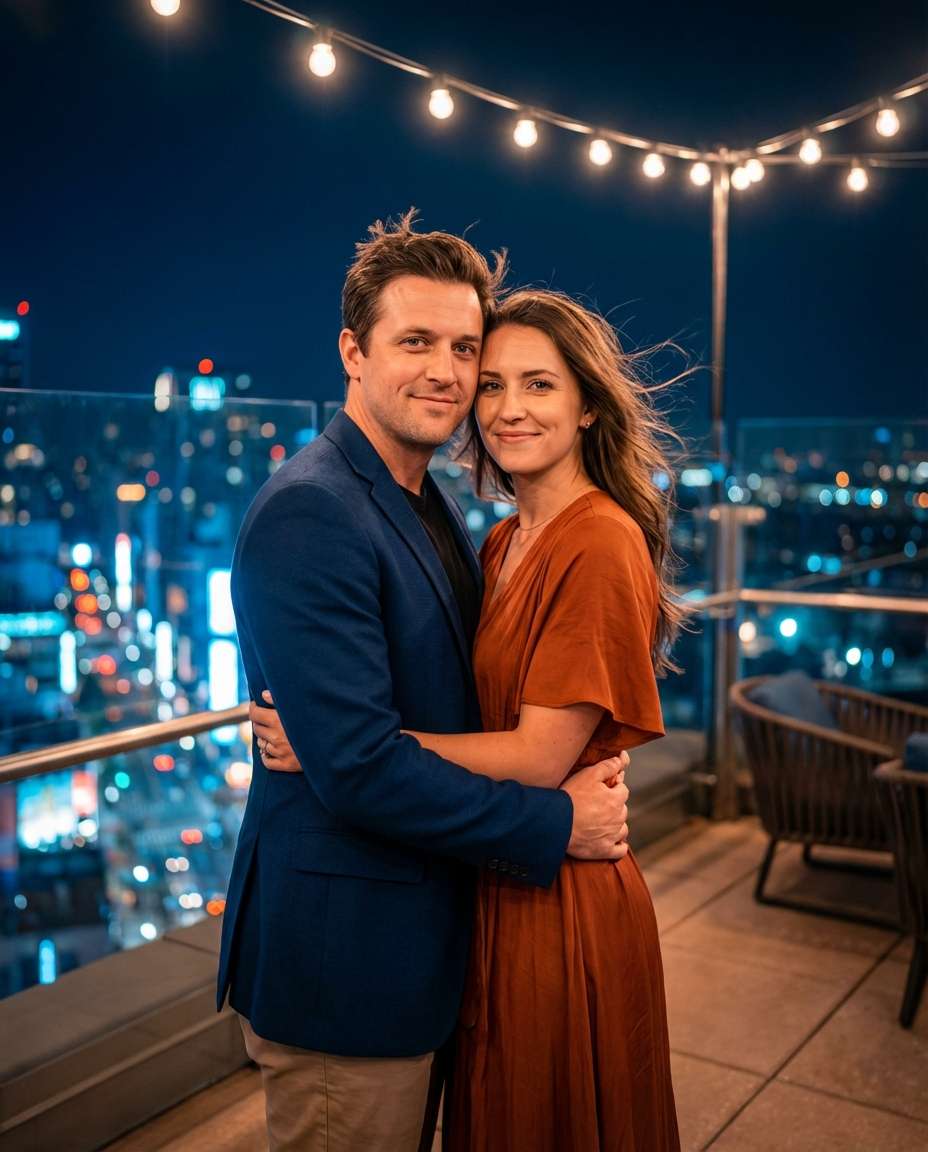 rooftop city lights photo