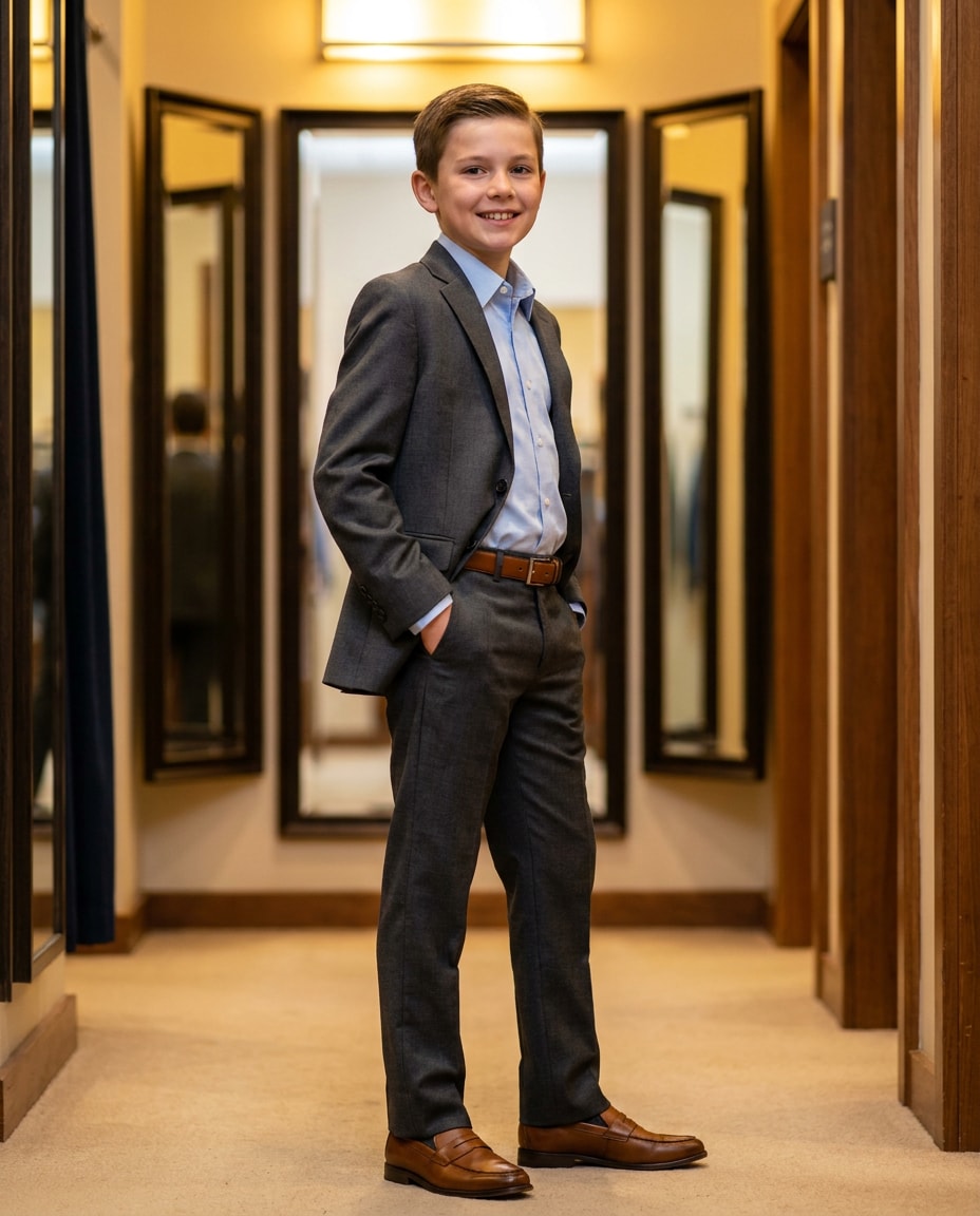 charcoal suit loafers photo