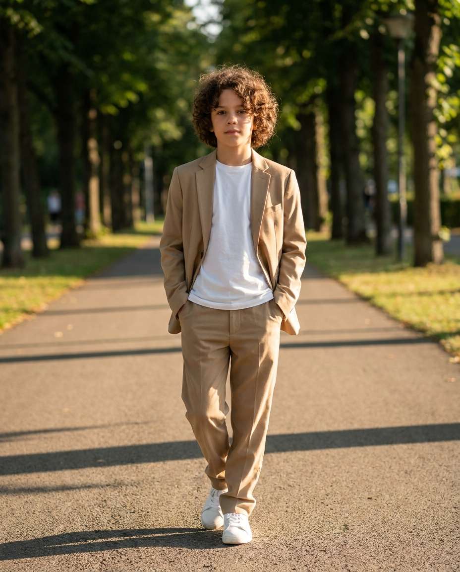 tan suit park photo