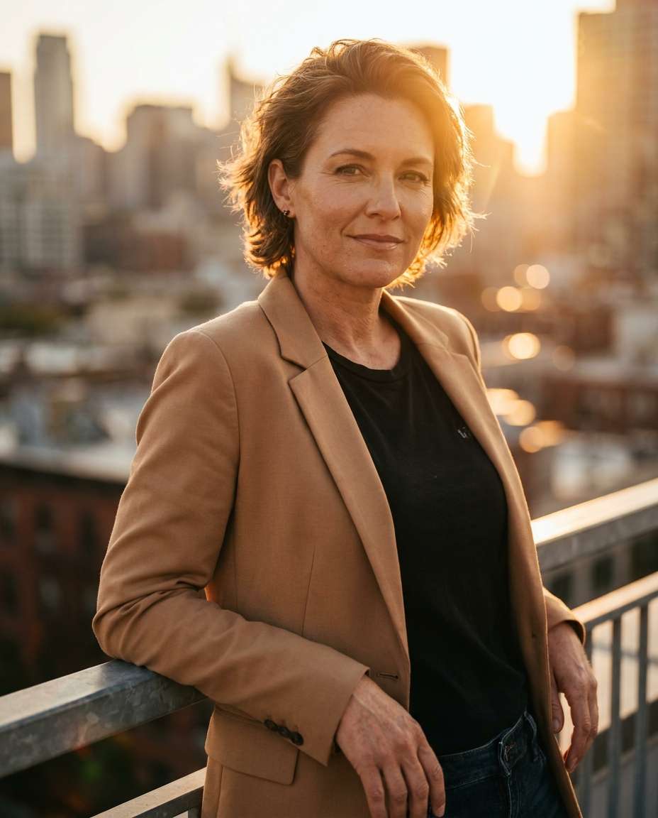 golden hour rooftop photo