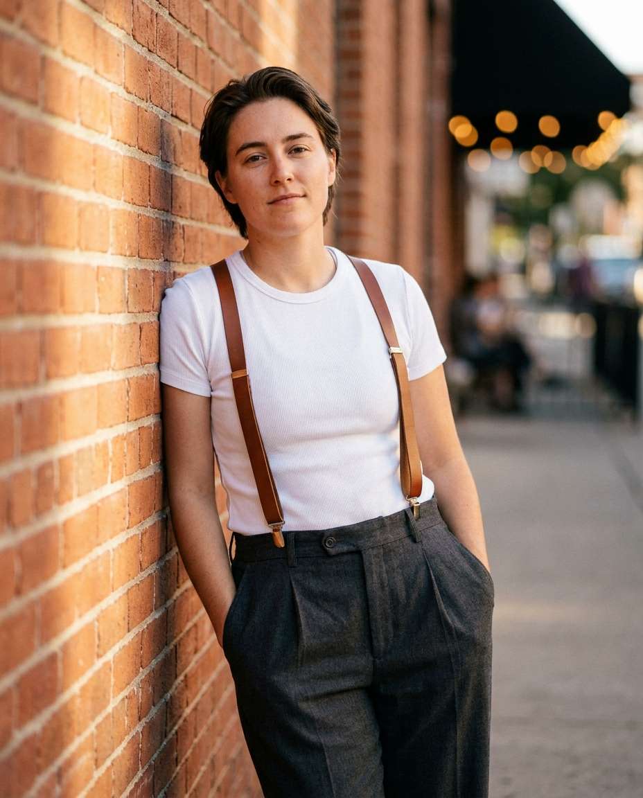 leaning brick wall photo