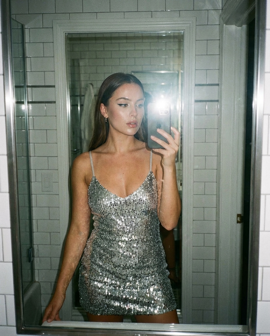 flash mirror selfie photo