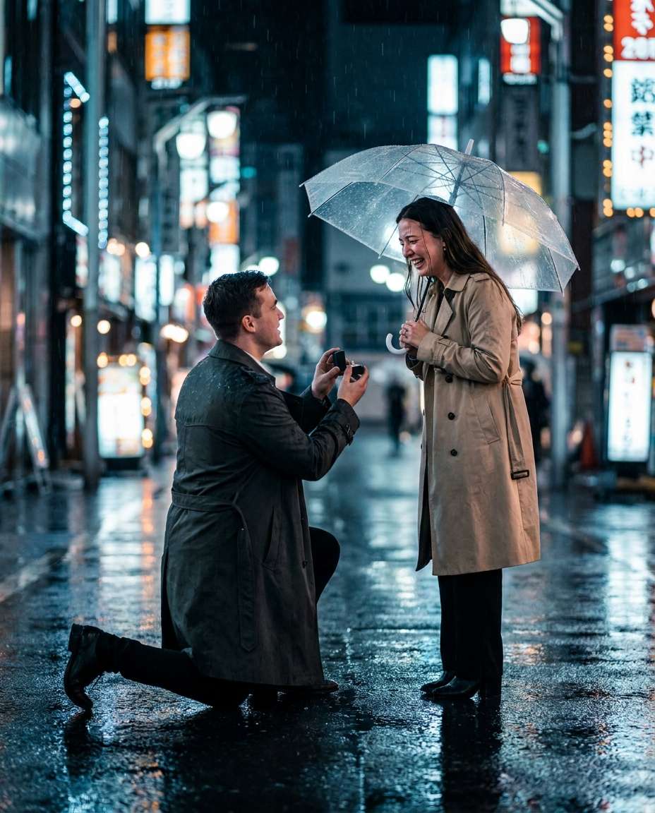 rainy city umbrella photo