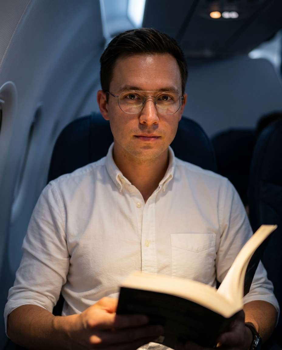 reading light portrait photo
