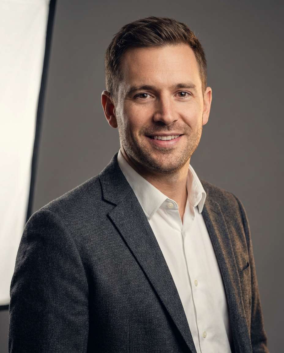 confident headshot grin photo