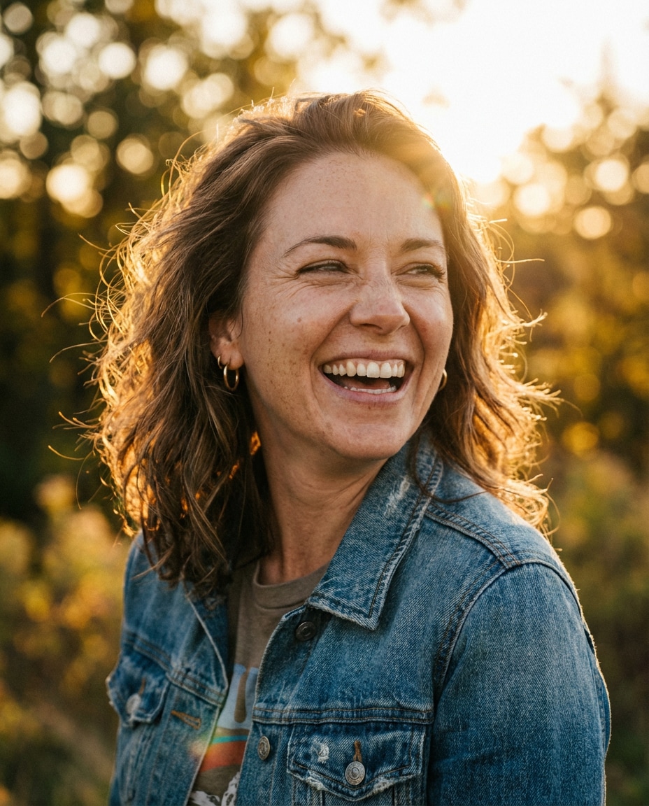 golden hour laugh photo