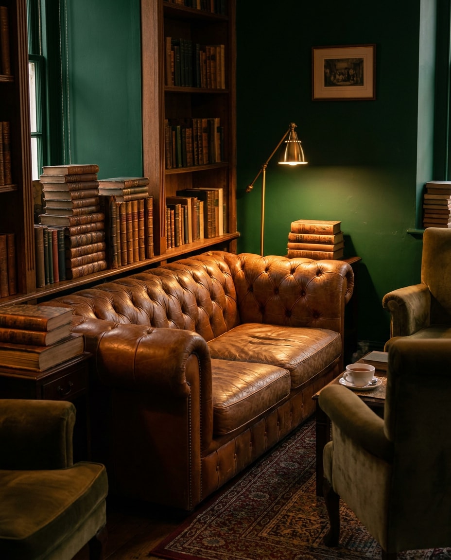 dark academia lounge photo