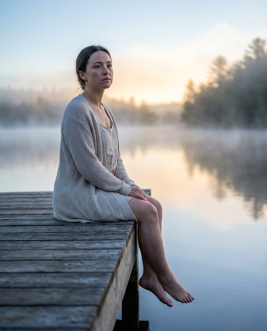 lake dock morning photo