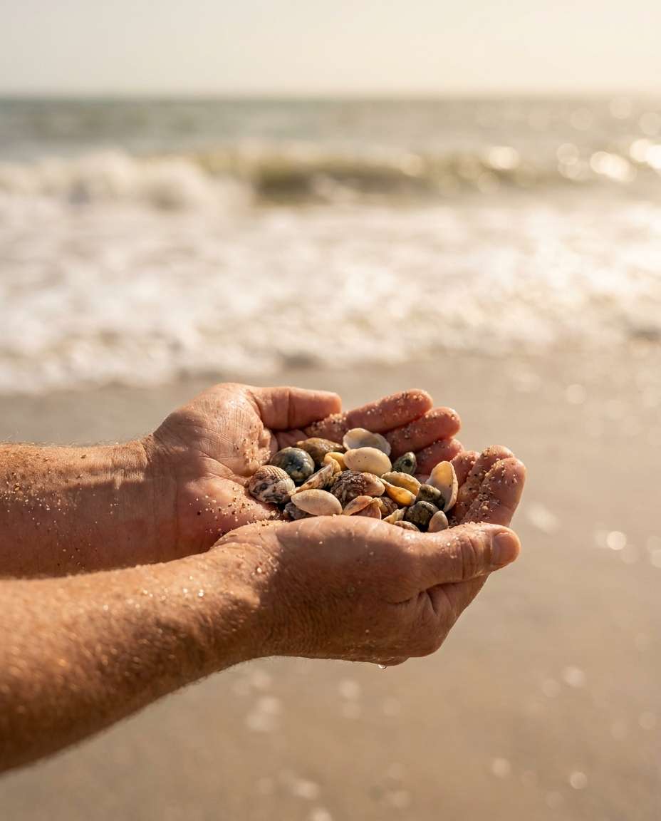 seashell hands detail photo