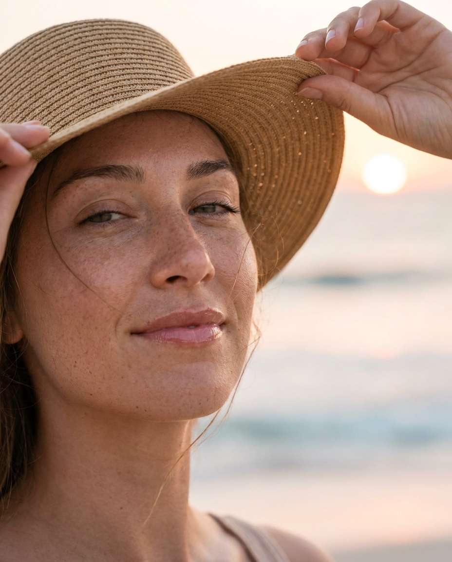 beach hat closeup photo