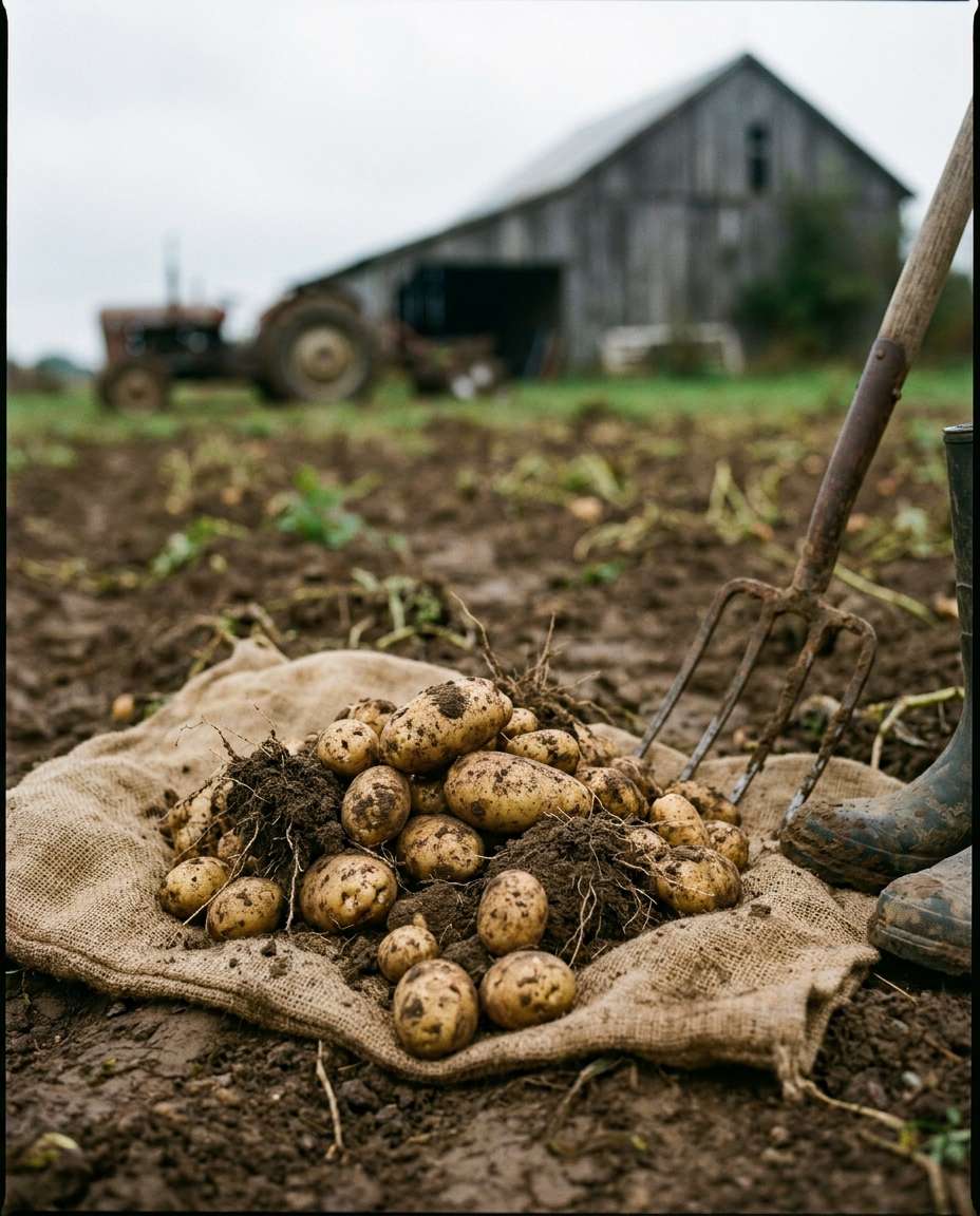 potatoes in soil photo