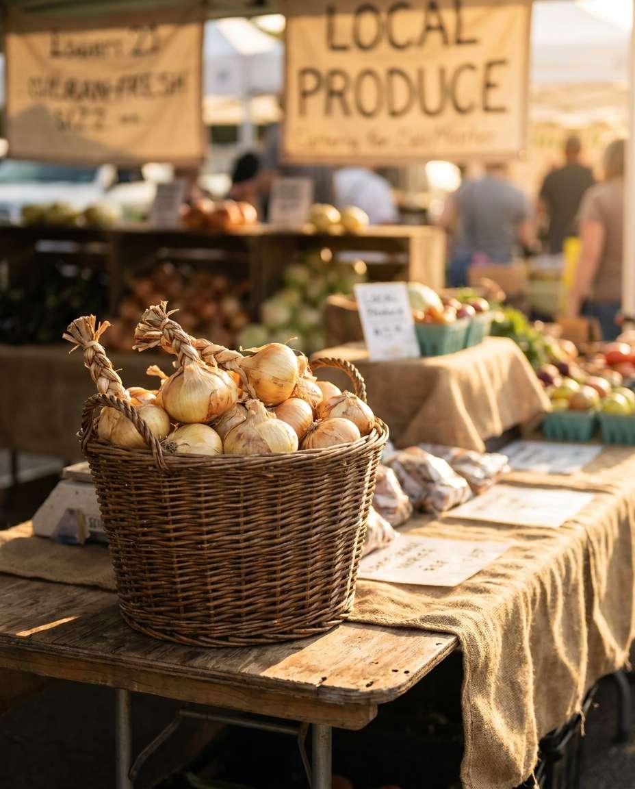 onions basket market photo