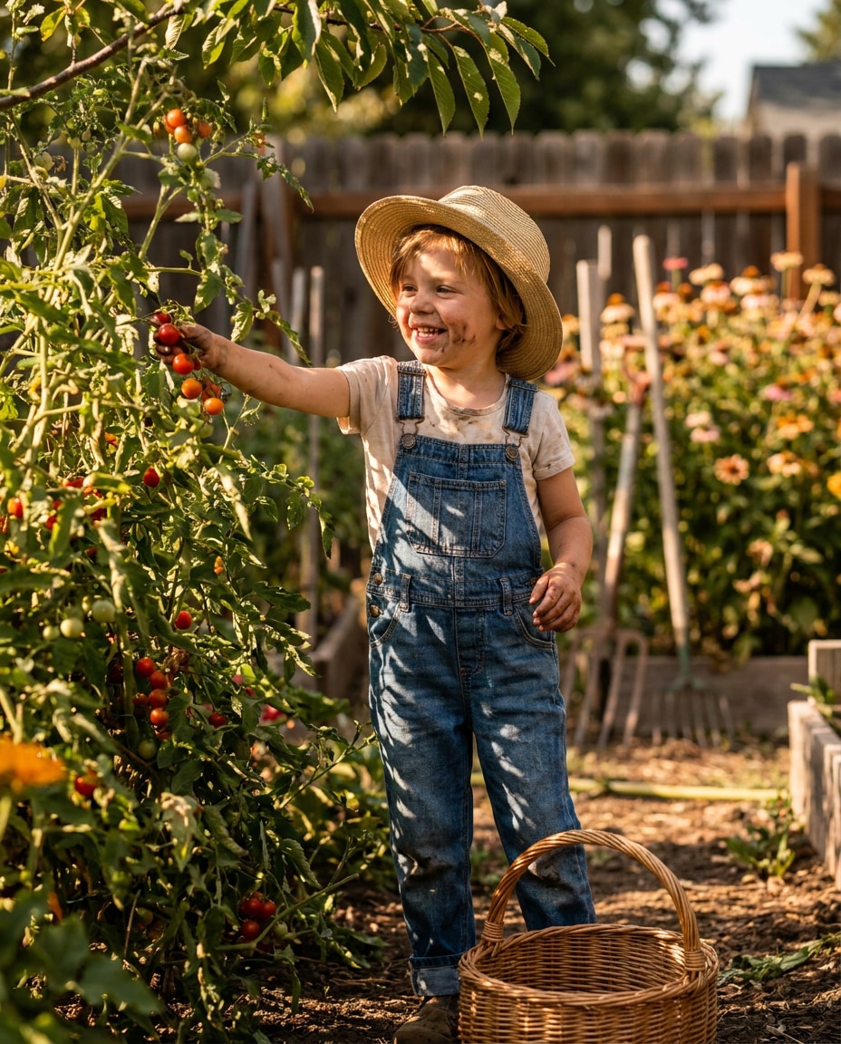 garden tomato picking photo