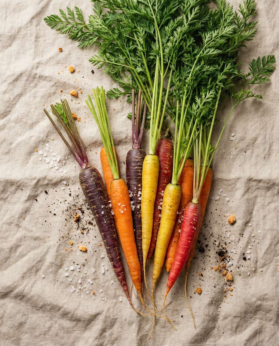 rainbow carrots linen photo