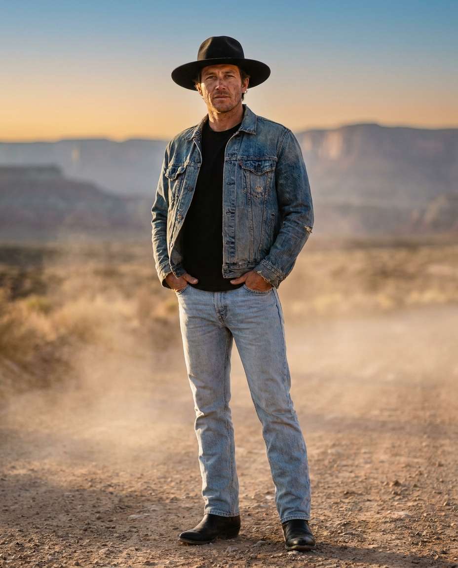 desert denim editorial photo