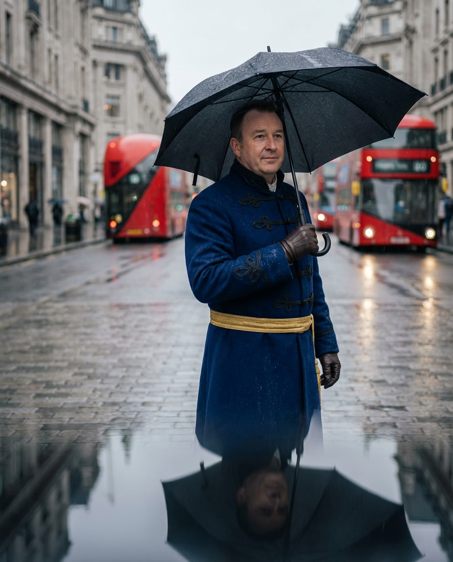 rainy london elegance photo
