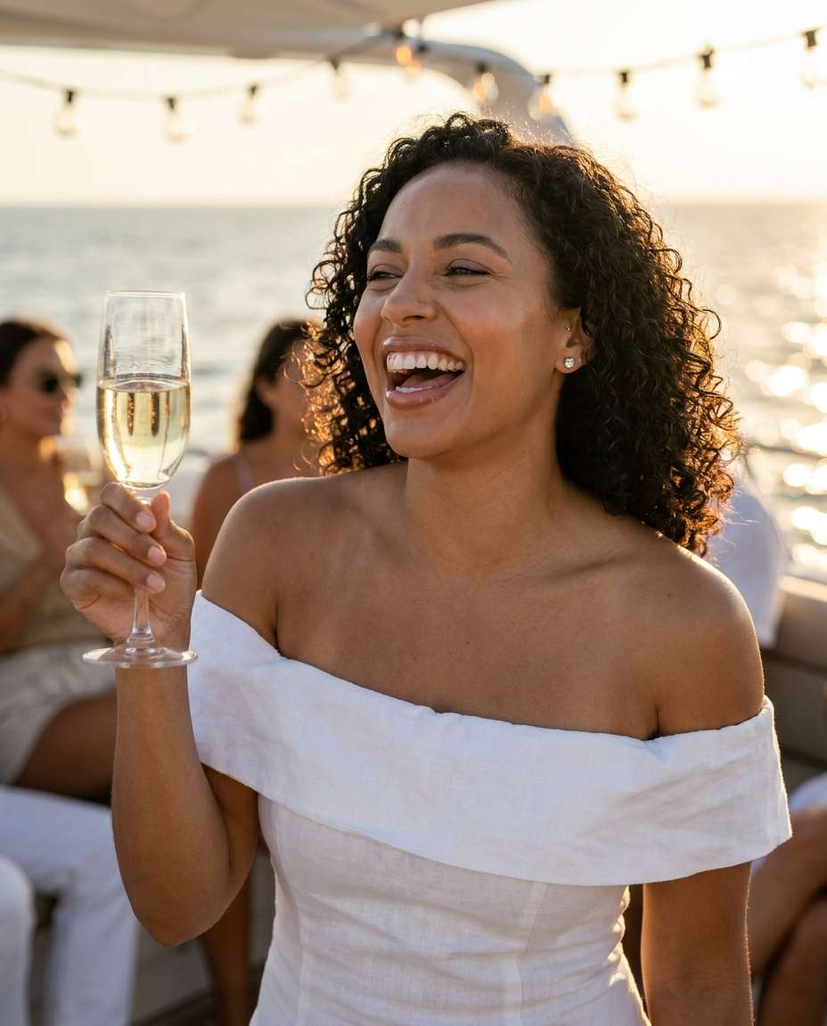 champagne toast portrait photo