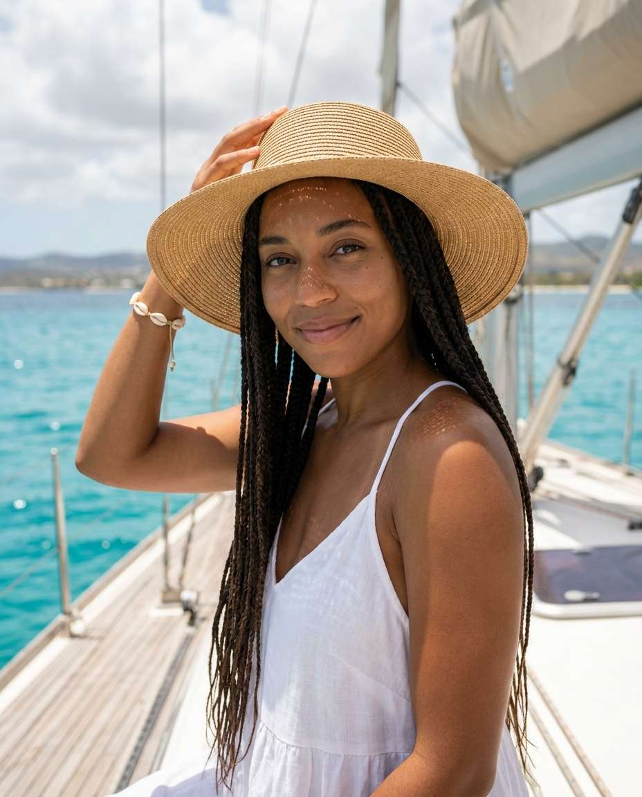 sun hat sail portrait photo