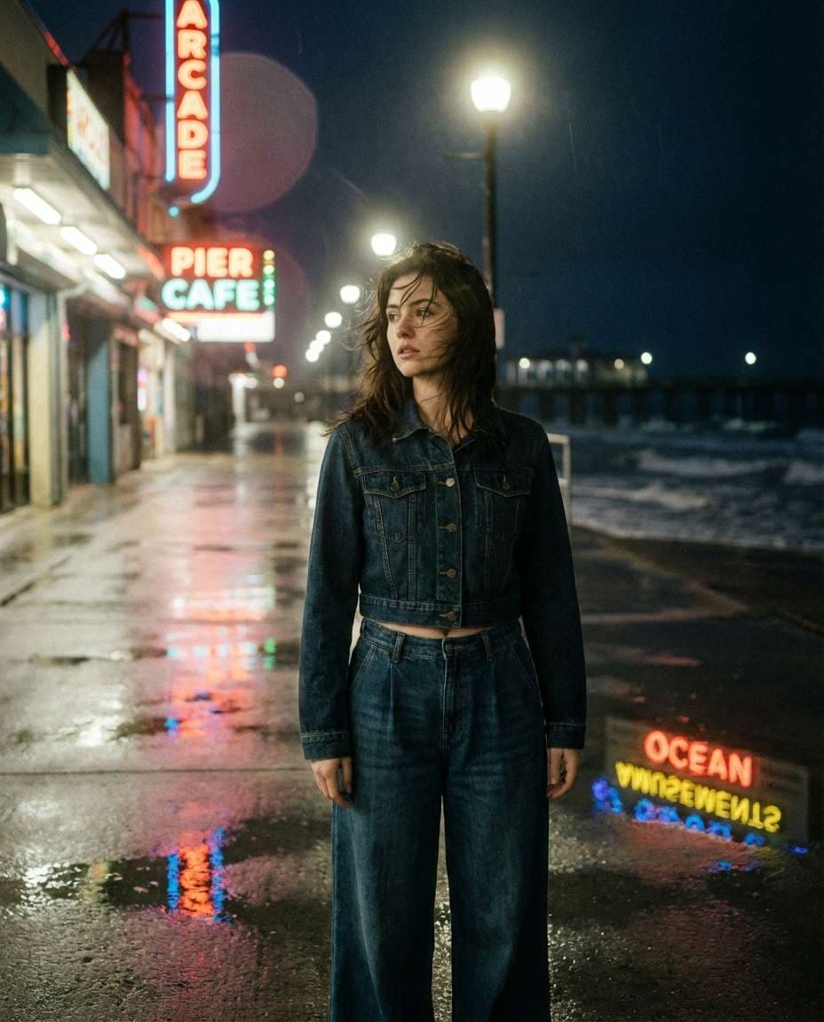 neon boardwalk night photo