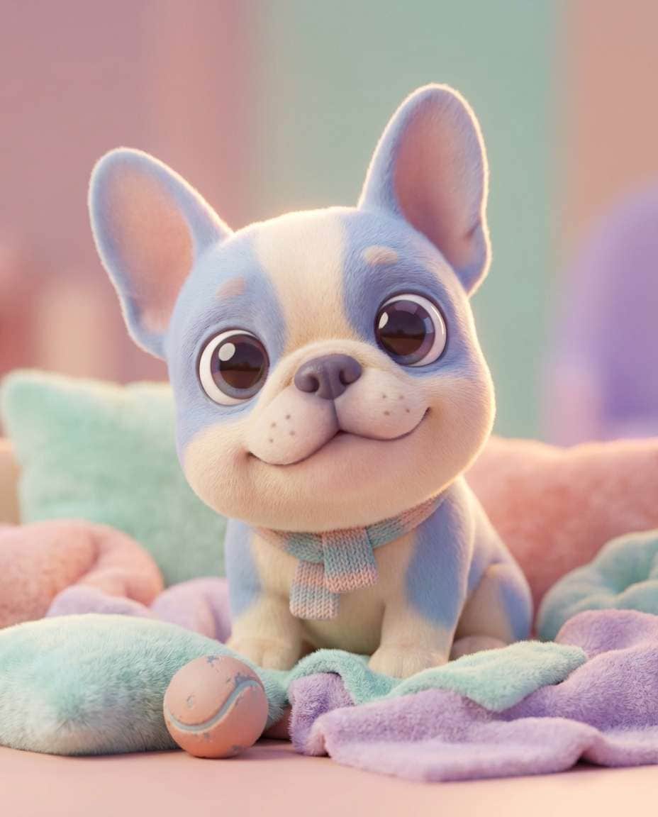 3d cartoon frenchie photo