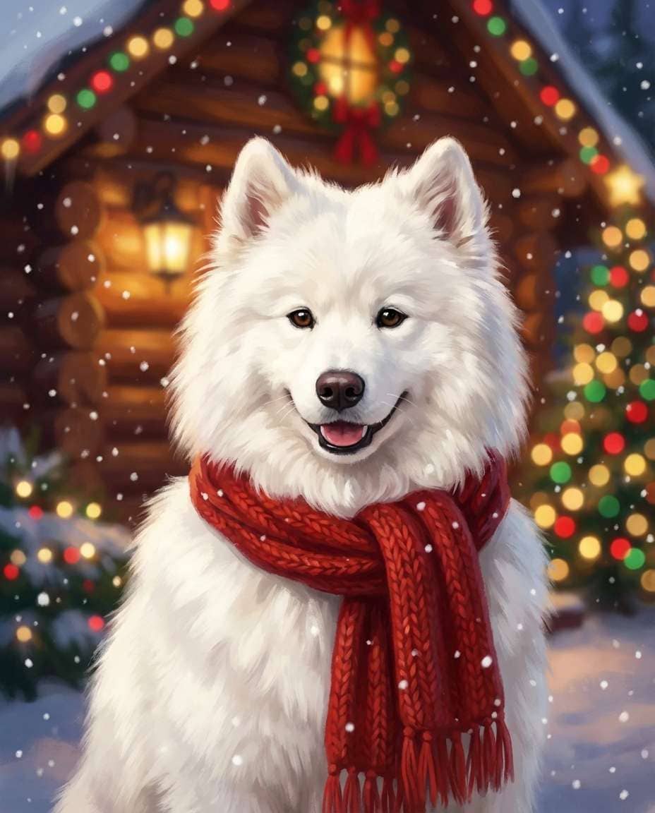 christmas scarf samoyed photo