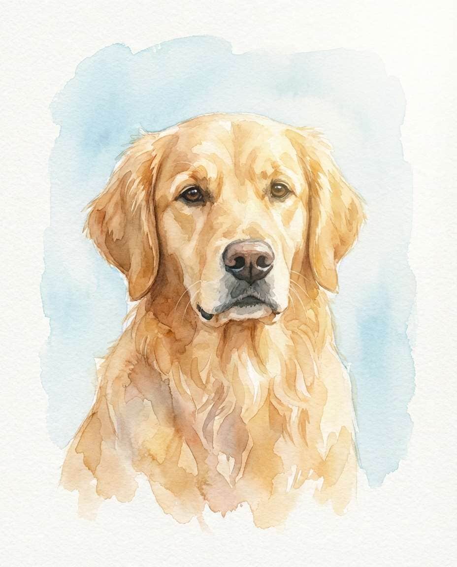 watercolor golden retriever photo