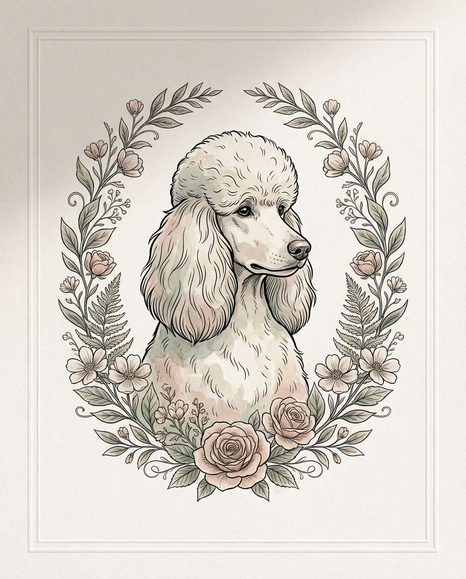 botanical poodle frame photo