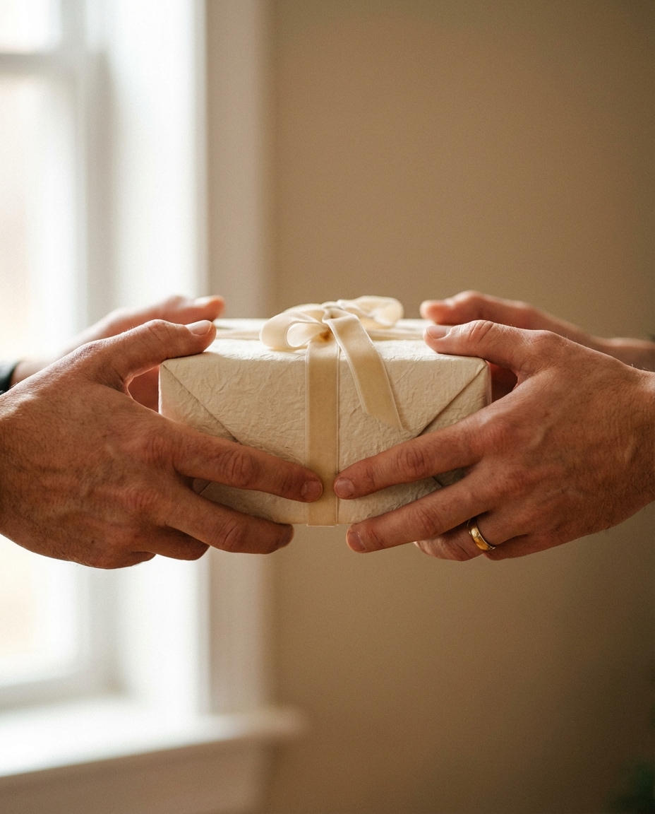 hands gift closeup photo