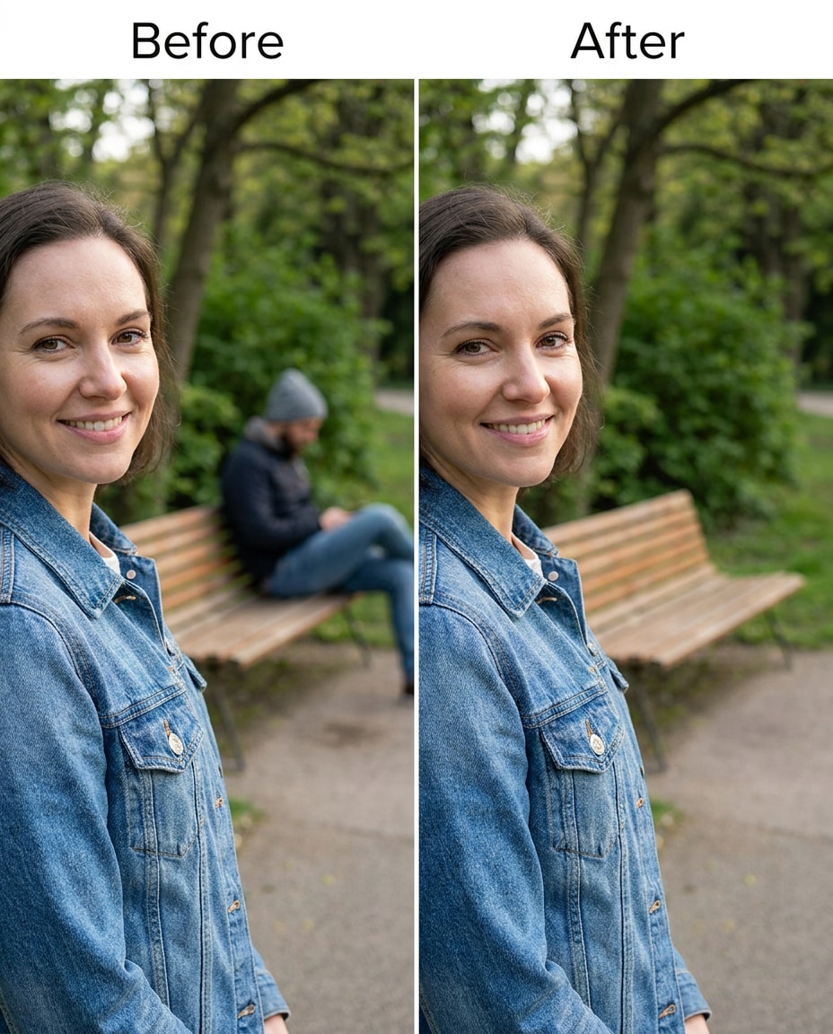 bench stranger delete photo
