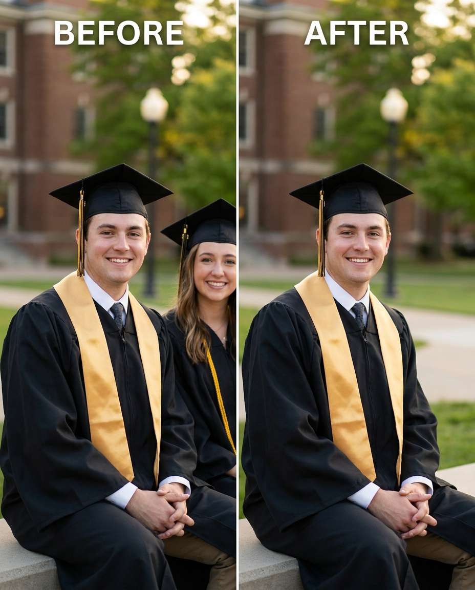 graduation photo cleanup photo