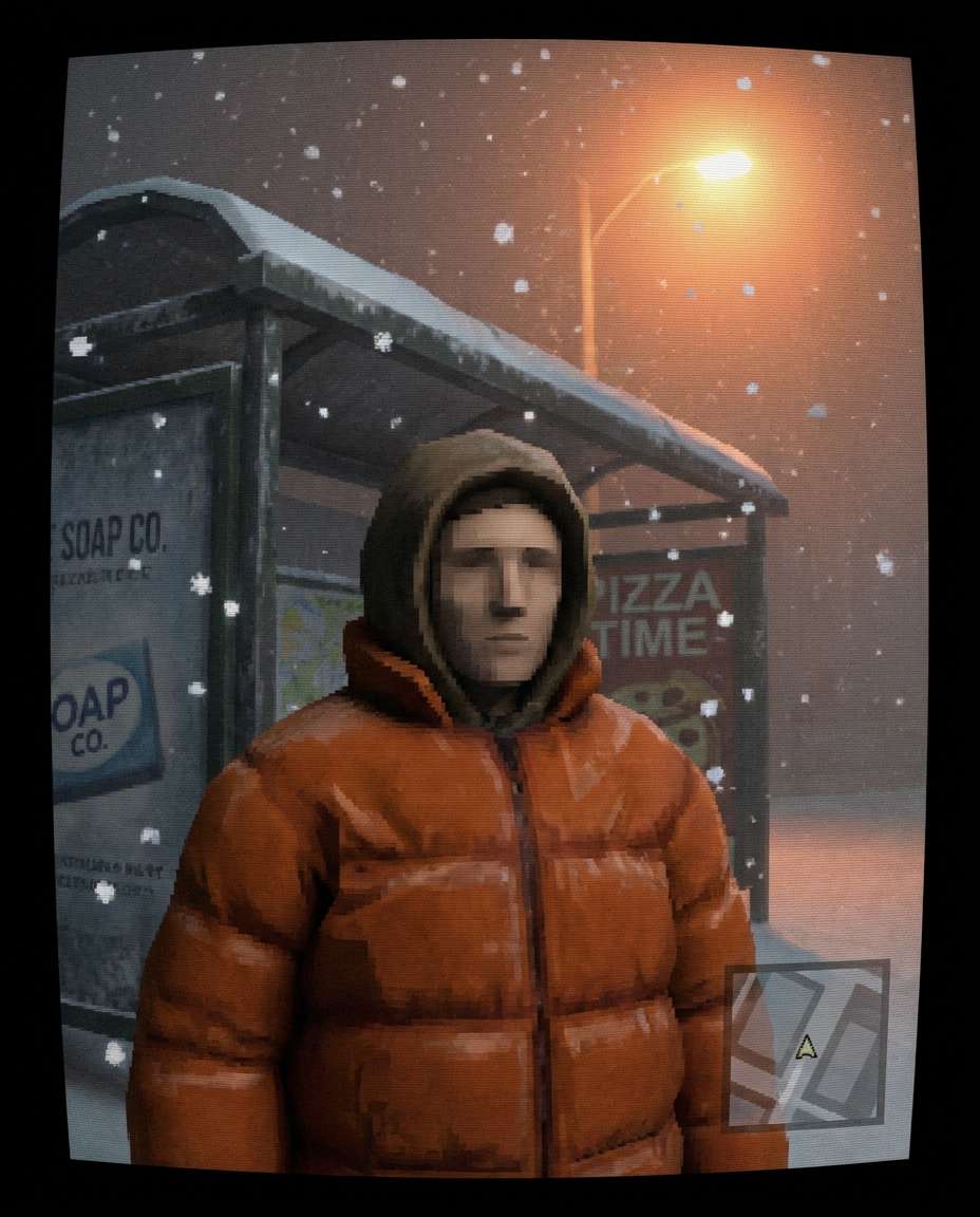 snowy bus stop photo