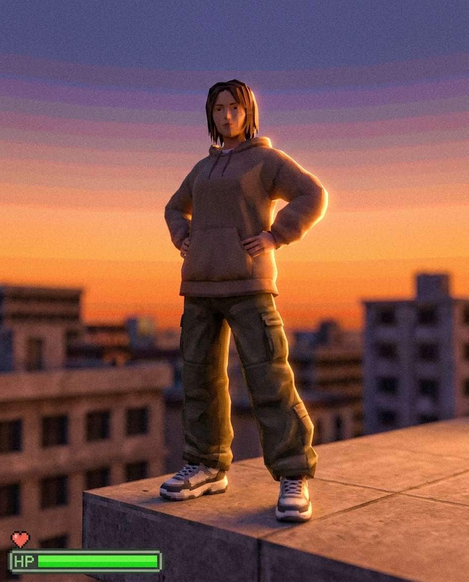 rooftop sunset pose photo