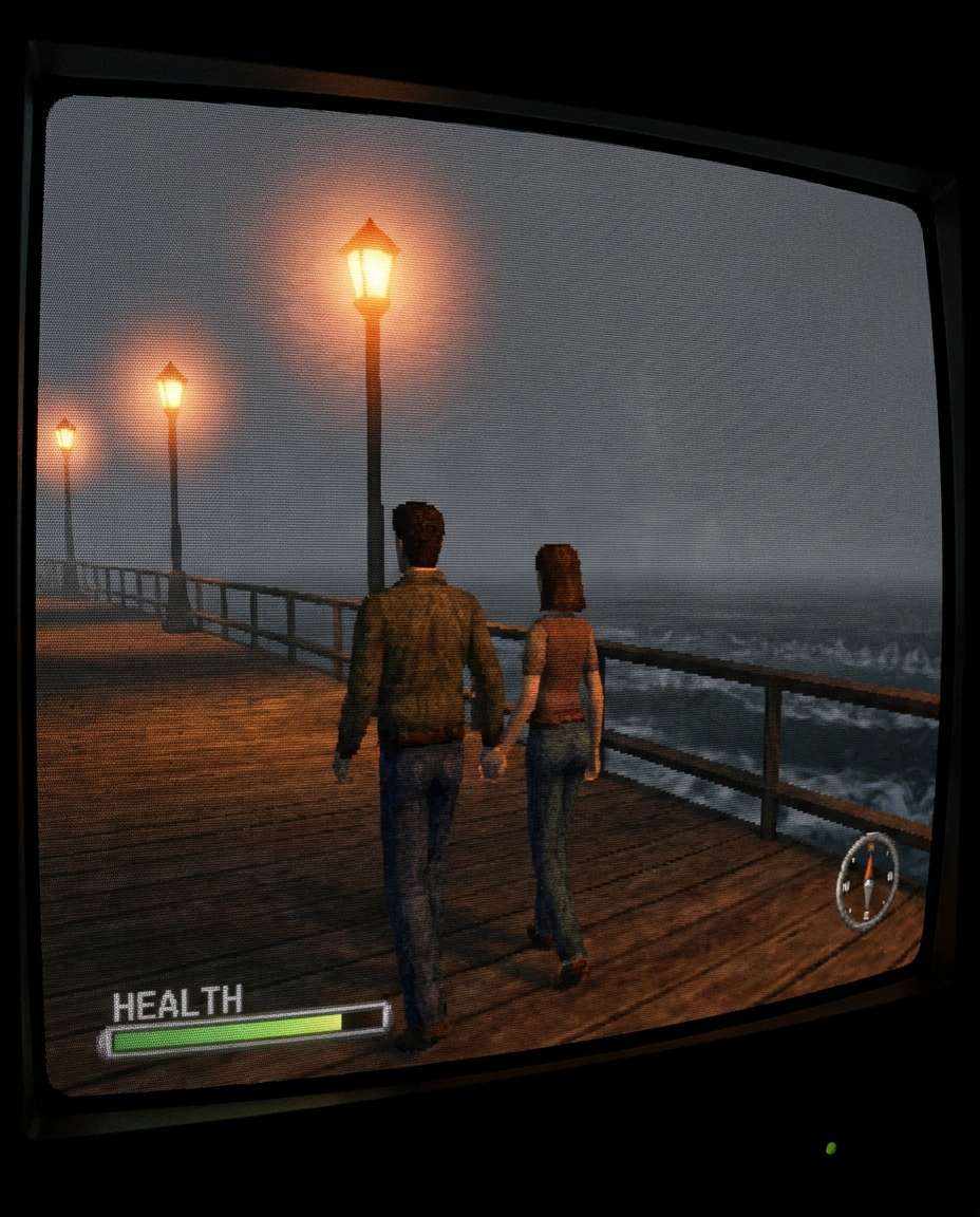 beach boardwalk night photo