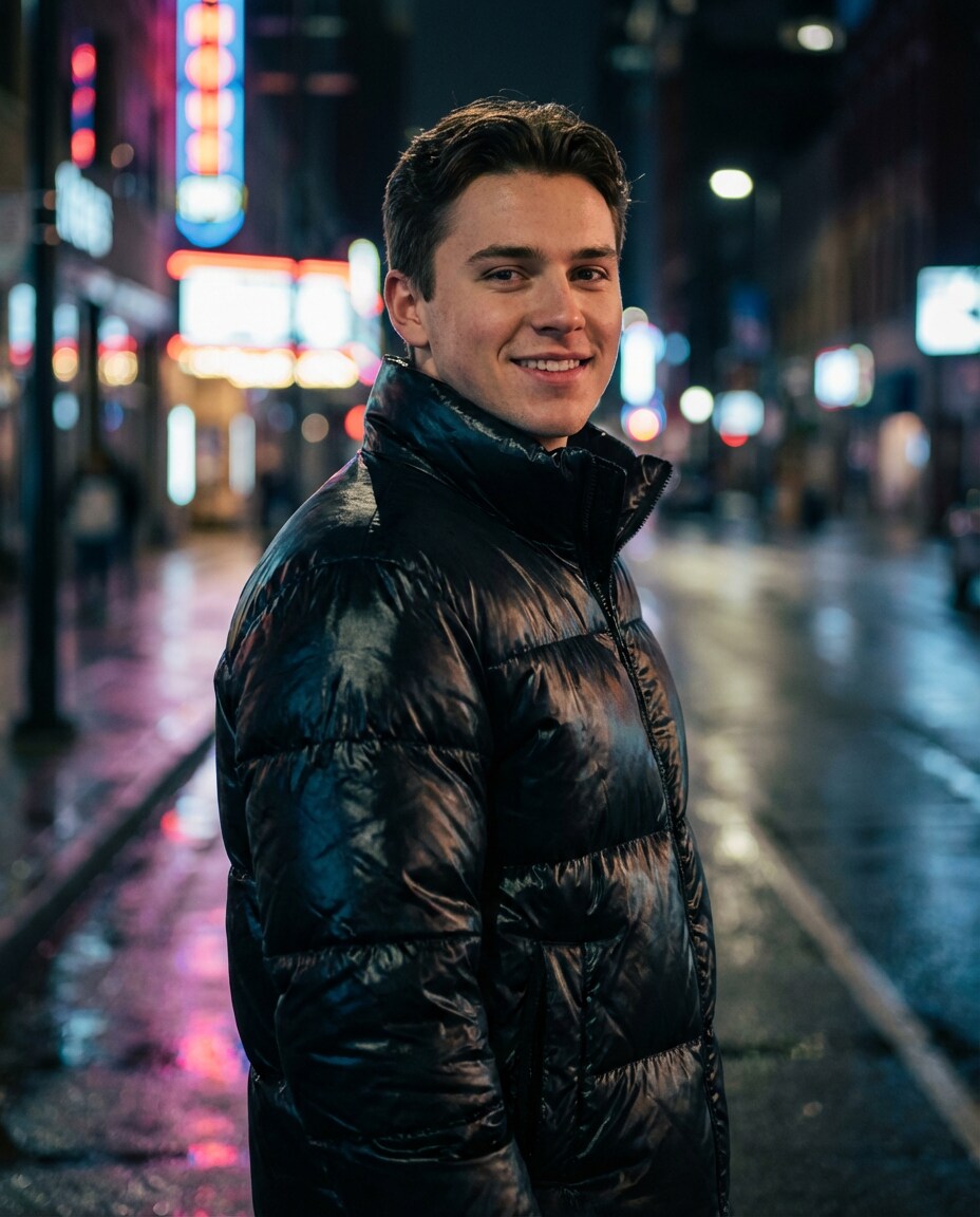 glossy city night photo