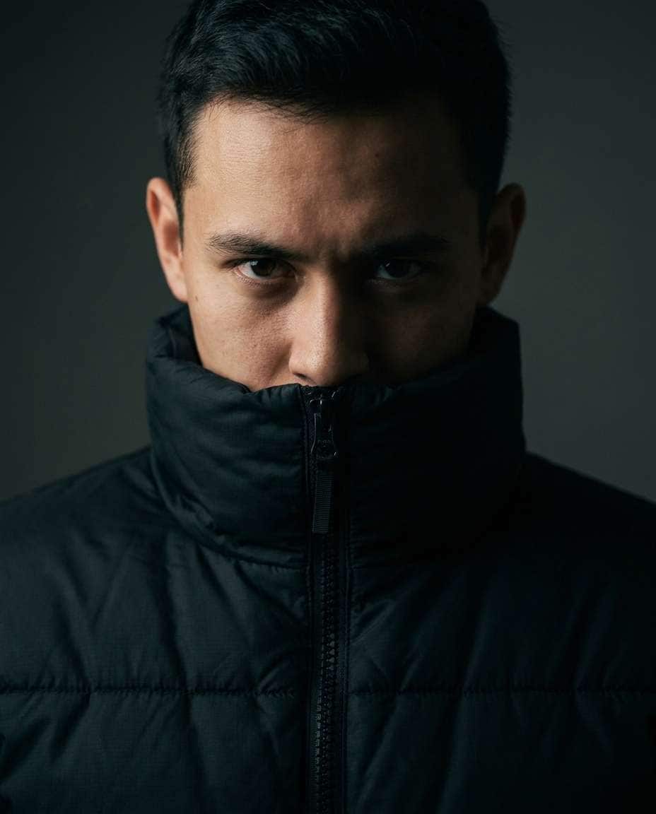 high collar closeup photo