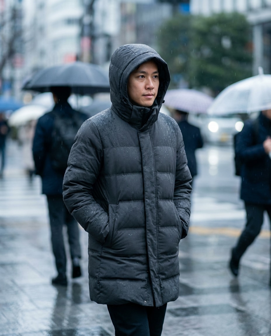 rainy commute look photo