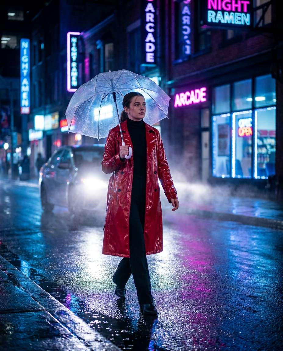 cinematic rain night photo