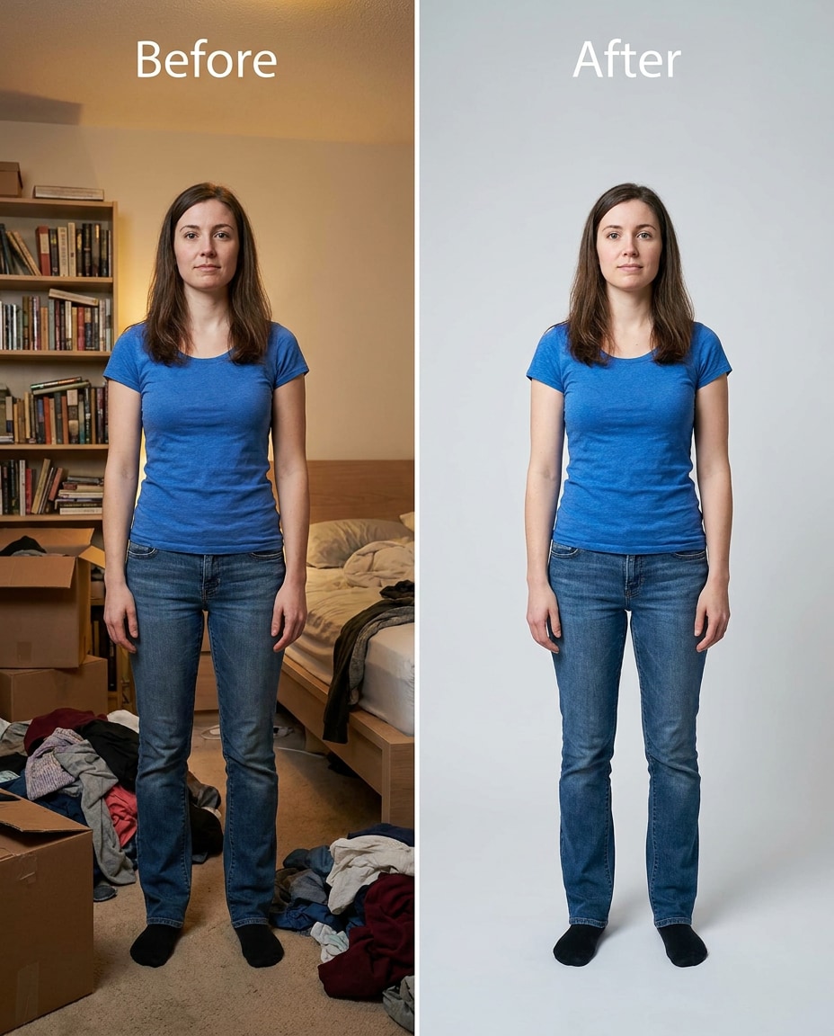 bedroom clutter cleanup photo