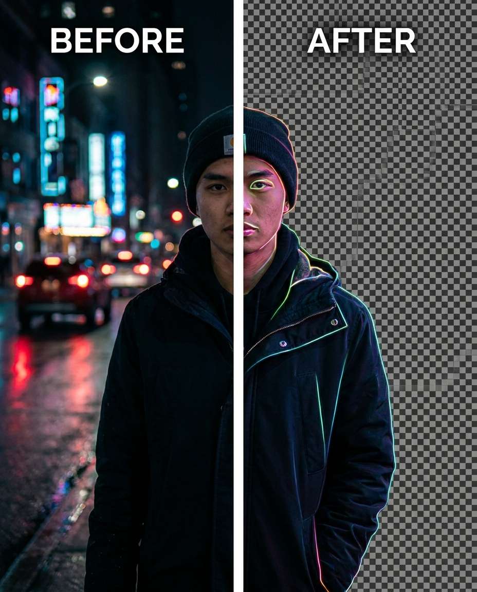 night neon cut photo